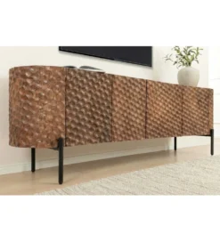 Stolik pod TV ADLON 160 cm drewno mango wzór 3D