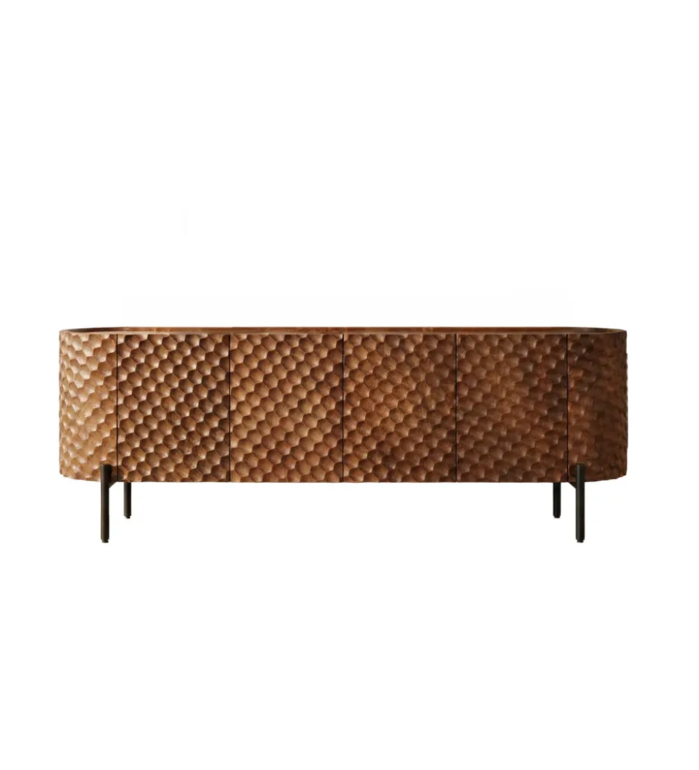 Stolik pod TV ADLON 160 cm drewno mango wzór 3D