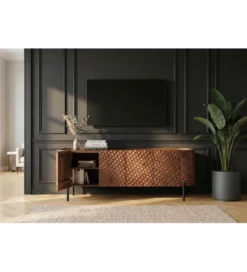 Stolik pod TV ADLON 160 cm drewno mango wzór 3D