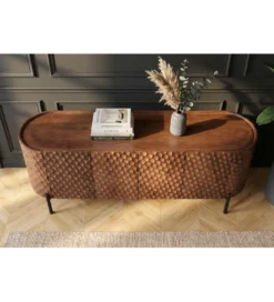 Stolik pod TV ADLON 160 cm drewno mango wzór 3D