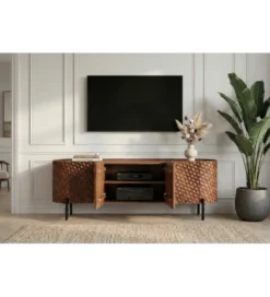 Stolik pod TV ADLON 160 cm drewno mango wzór 3D