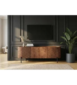 Stolik pod TV ADLON 160 cm drewno mango wzór 3D