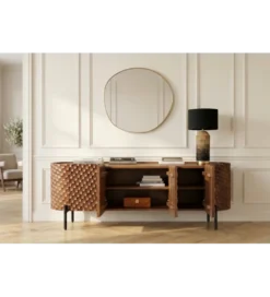 Stolik pod TV ADLON 160 cm drewno mango wzór 3D
