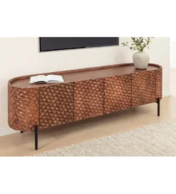 Stolik pod TV ADLON 160 cm drewno mango wzór 3D