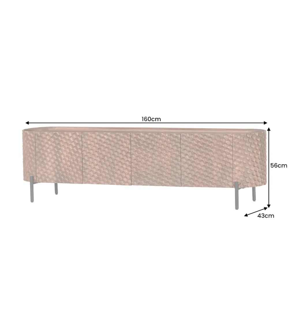 Stolik pod TV ADLON 160 cm drewno mango wzór 3D
