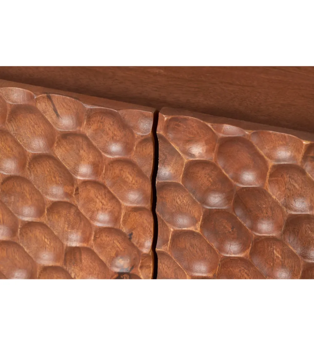 Stolik pod TV ADLON 160 cm drewno mango wzór 3D