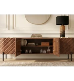 Stolik pod TV ADLON 200 cm drewno mango wzór 3D