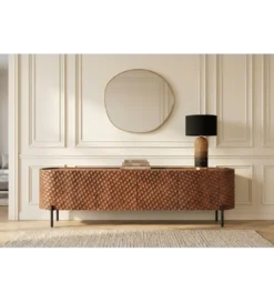 Stolik pod TV ADLON 200 cm drewno mango wzór 3D