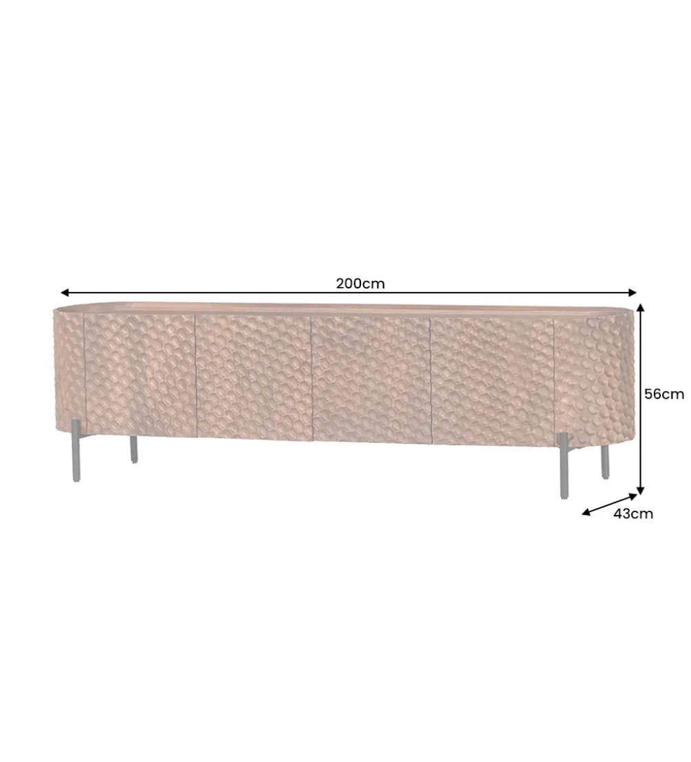 Stolik pod TV ADLON 200 cm drewno mango wzór 3D