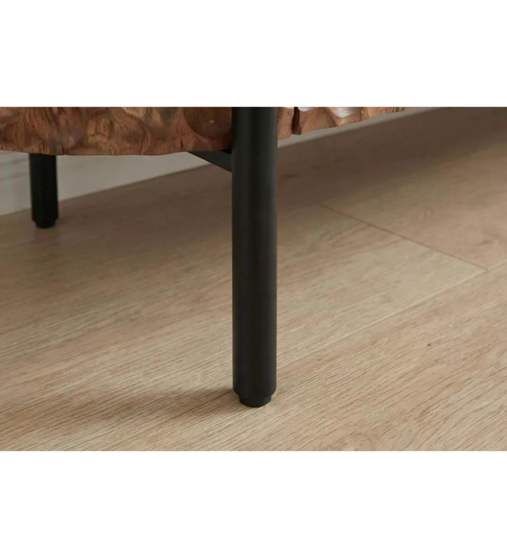 Stolik pod TV ADLON 200 cm drewno mango wzór 3D