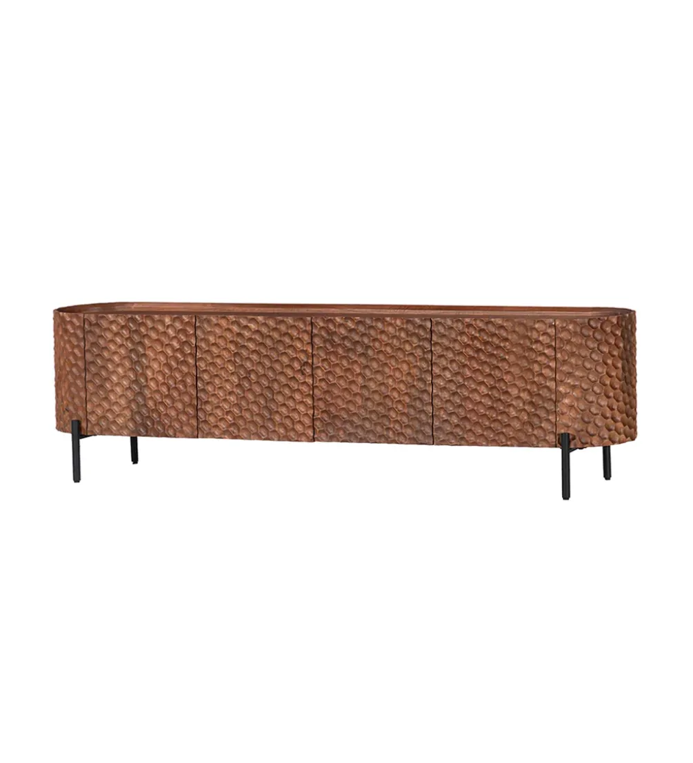 Stolik pod TV ADLON 200 cm drewno mango wzór 3D