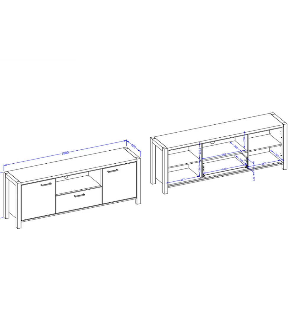Stolik Pod TV AKTIV 180 cm w optyce dąb Taurus