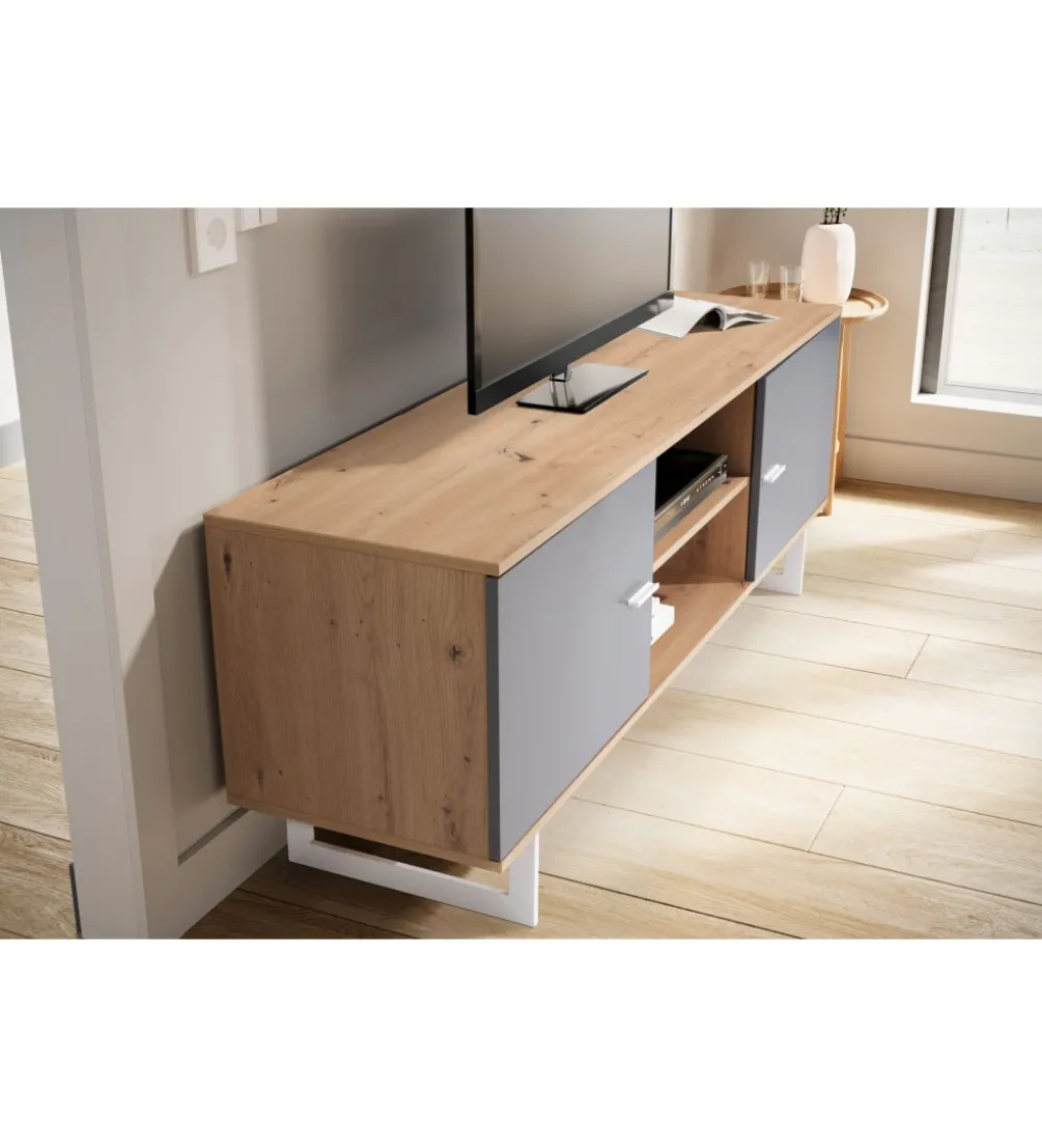 Stolik pod TV ALWIN 150 cm w optyce dębu szara