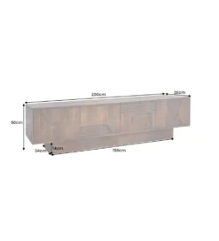 Stolik pod TV ART DECO 200 cm drewno mango brązowy