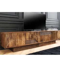 Stolik pod TV ART DECO 200 cm drewno mango brązowy
