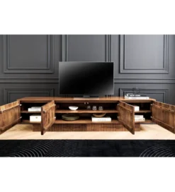 Stolik pod TV ART DECO 200 cm drewno mango brązowy