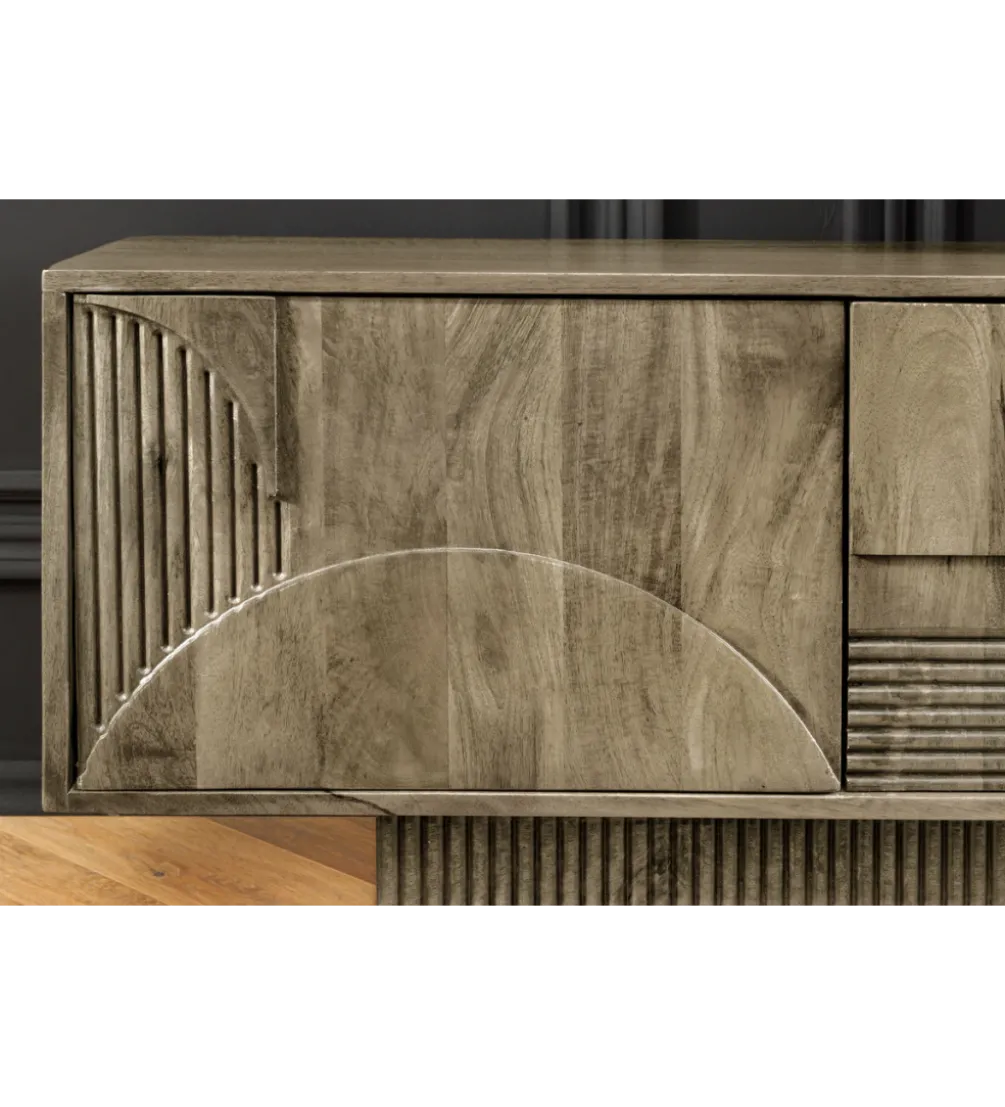 Stolik pod TV ART DECO 200 cm drewno mango szary