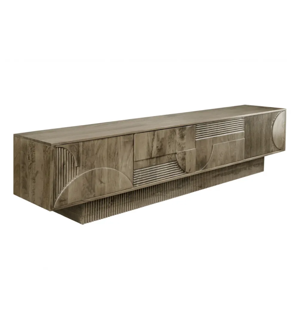 Stolik pod TV ART DECO 200 cm drewno mango szary