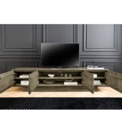 Stolik pod TV ART DECO 200 cm drewno mango szary