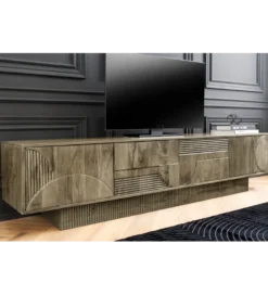 Stolik pod TV ART DECO 200 cm drewno mango szary