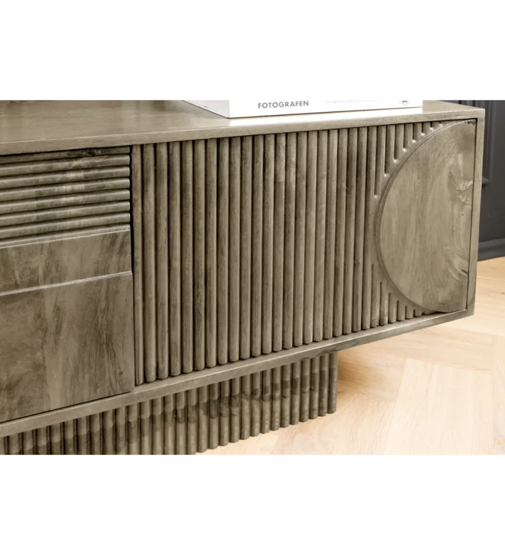 Stolik pod TV ART DECO 200 cm drewno mango szary