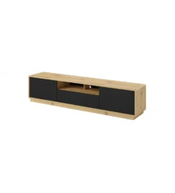 Stolik pod TV ASTON 200 cm czarny z dodatkiem koloru dąb Taurus