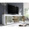 Stolik pod TV BASIC 210 cm biała z dodatkiem koloru klon Pero