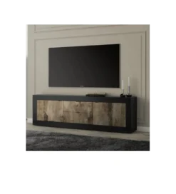 Stolik pod TV BASIC 210 cm czarna z dodatkiem koloru klon Pero