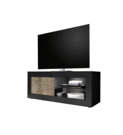 Stolik pod Tv BASIC czarny z dodatkiem koloru klon pero