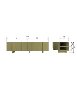 Stolik pod TV BASU 200 cm drewno sosny moss