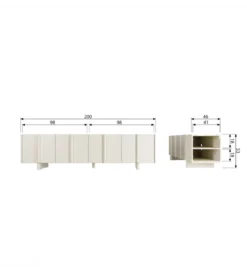 Stolik pod TV BASU 200 cm drewno sosny dust