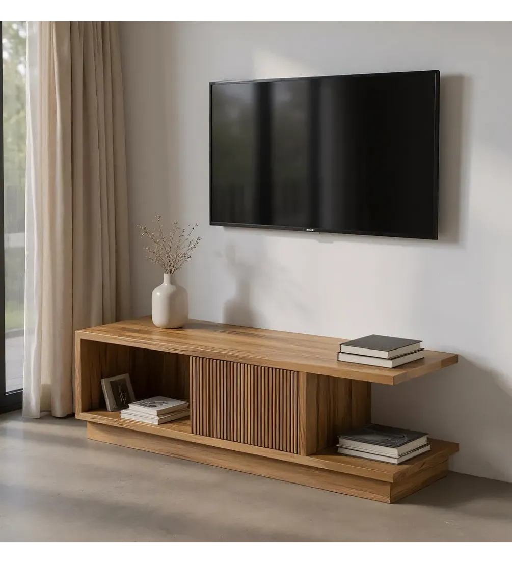 Stolik pod TV BELLAMONTE 135 cm drewno teak
