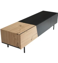 Stolik pod TV BONNA 150 cm czarna z optyką dębu