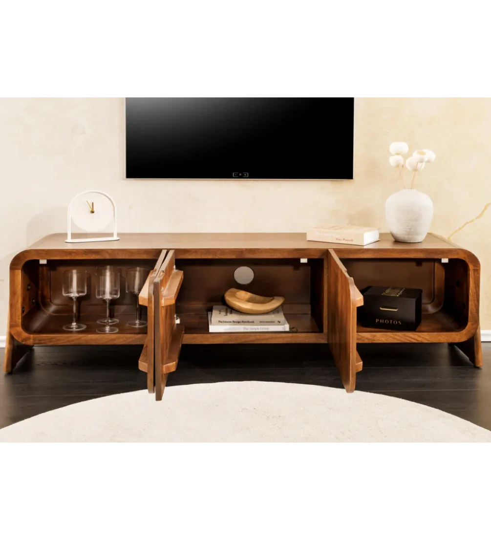 Stolik pod TV BRASIL 160 cm drewno mango brązowy