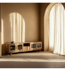 Stolik pod TV BURNIE drewno mango