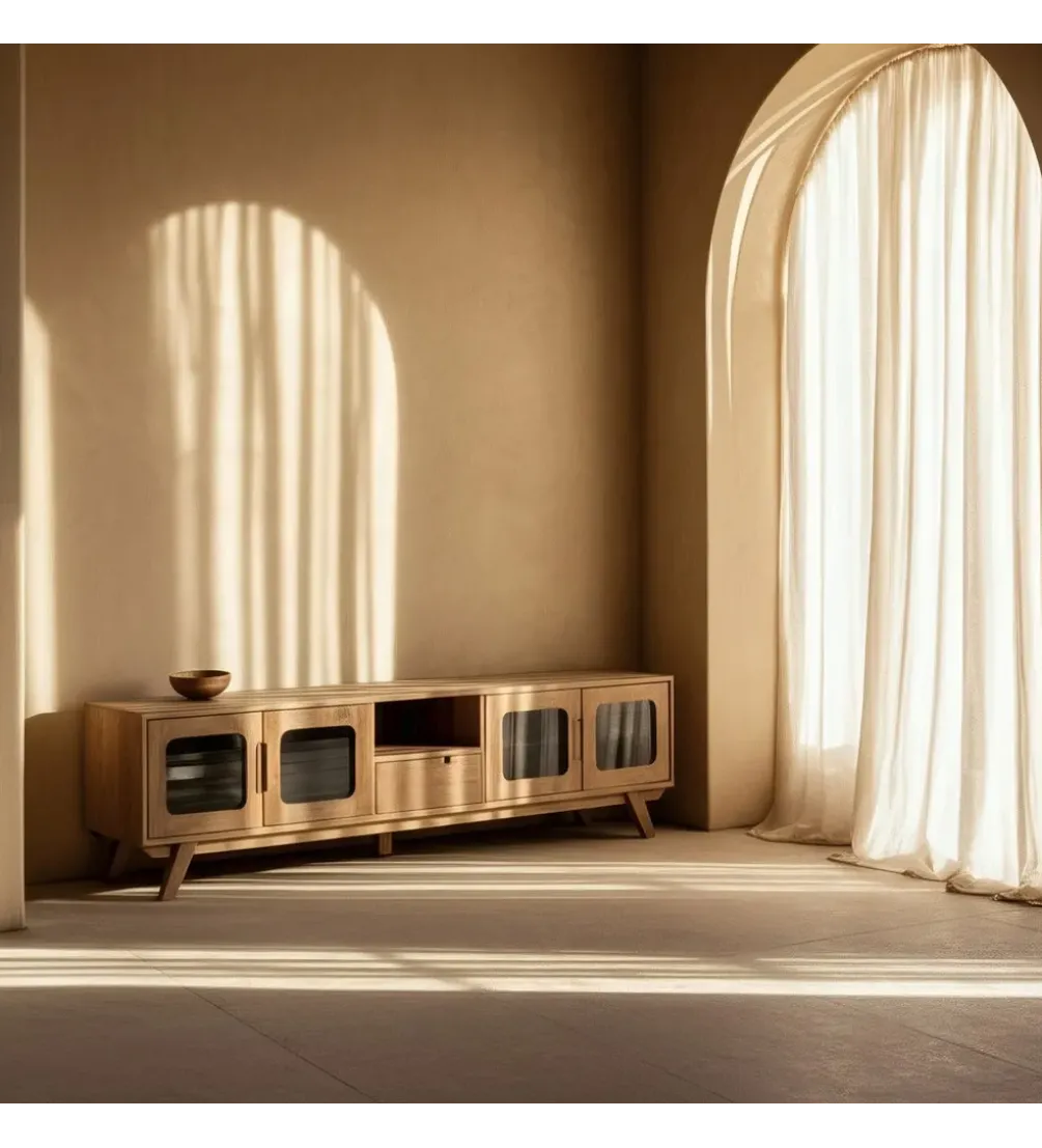 Stolik pod TV BURNIE drewno mango