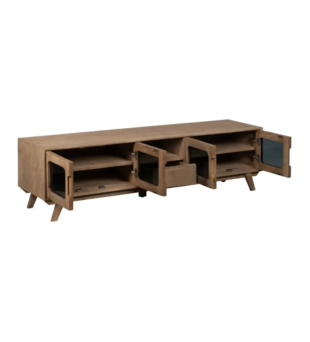 Stolik pod TV BURNIE drewno mango