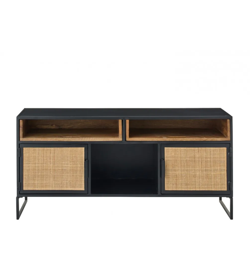 Stolik pod TV CANE PANE 122 cm czarno naturalna