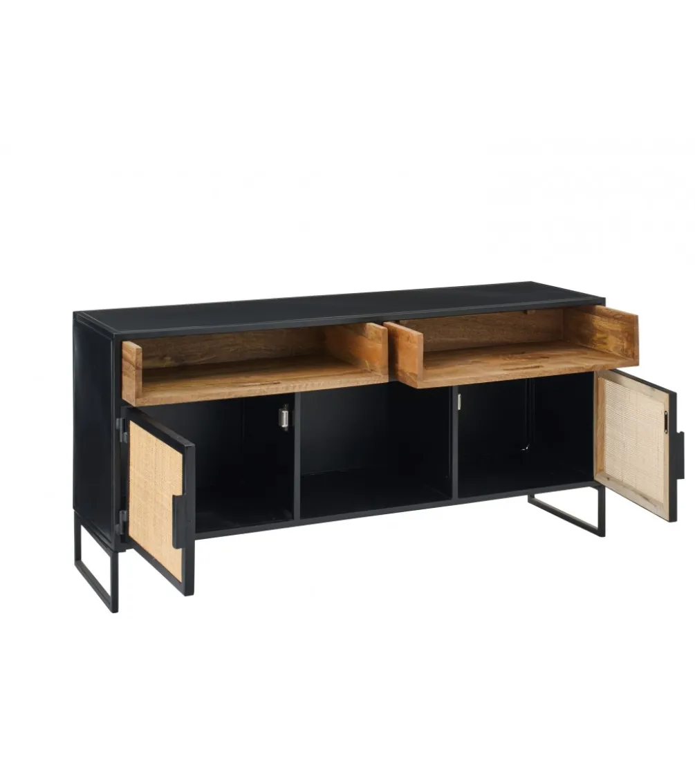 Stolik pod TV CANE PANE 122 cm czarno naturalna