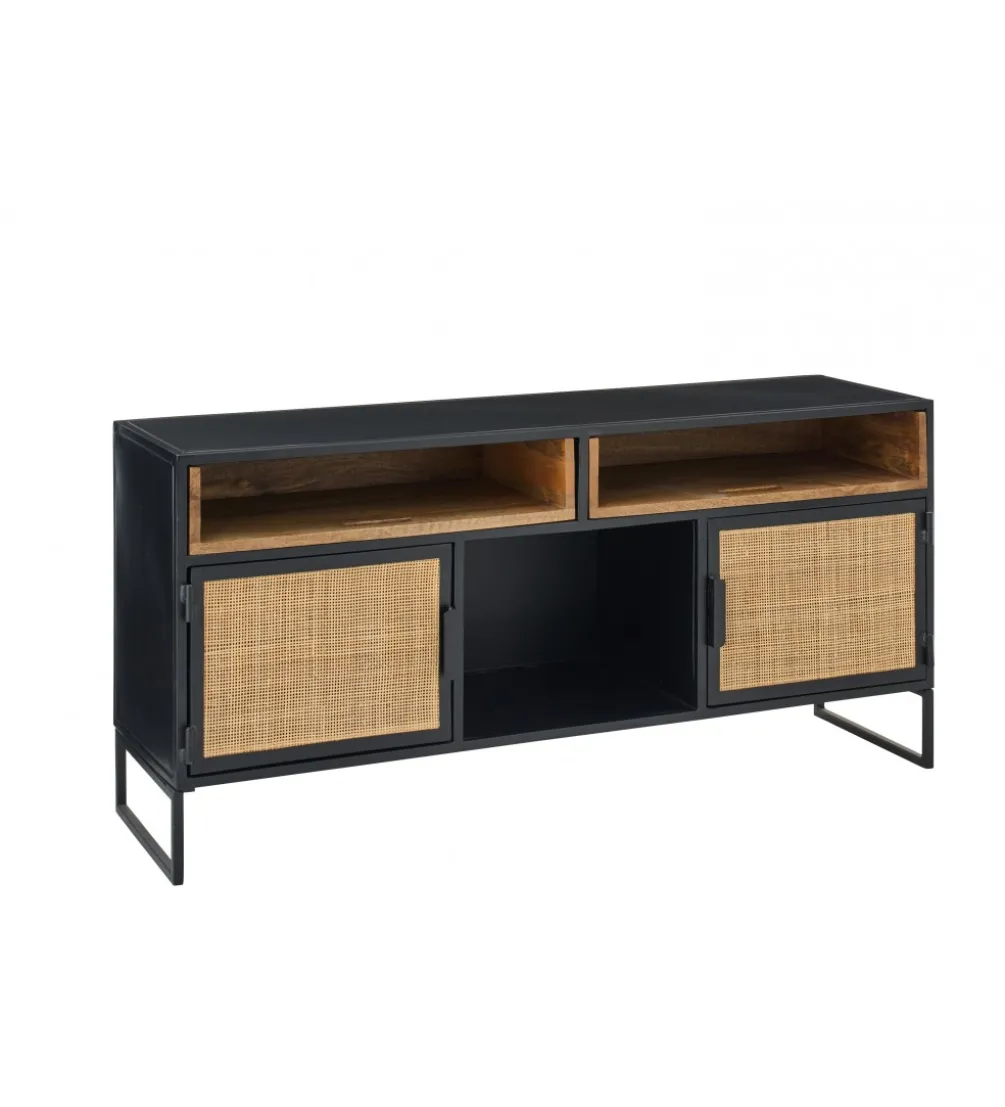 Stolik pod TV CANE PANE 122 cm czarno naturalna