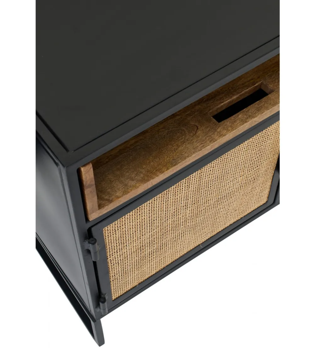 Stolik pod TV CANE PANE 122 cm czarno naturalna