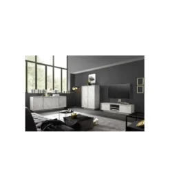 Stolik pod TV CARRARA 139 cm w optyce białego marmuru