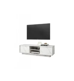 Stolik pod TV CARRARA 139 cm w optyce białego marmuru
