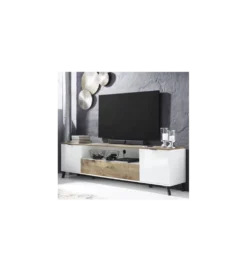 Stolik pod TV CASABLANCA 180 cm biały Z Dodatkiem Klon Pero