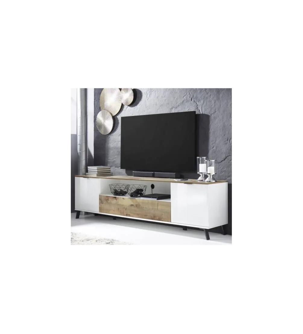 Stolik pod TV CASABLANCA 180 cm biały Z Dodatkiem Klon Pero