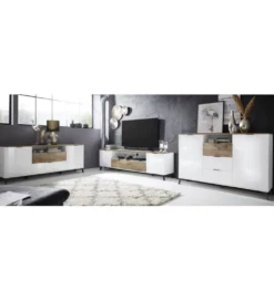 Stolik pod TV CASABLANCA 180 cm biały Z Dodatkiem Klon Pero
