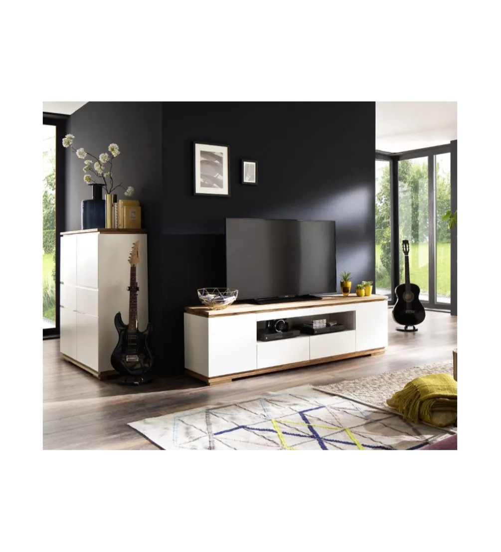 Stolik pod TV CHIARO 200 cm biało kremowa