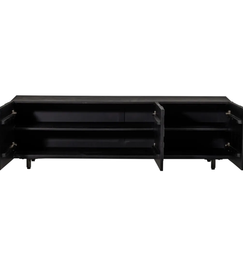 Stolik pod TV COUNTER 160 cm drewno mango czarna