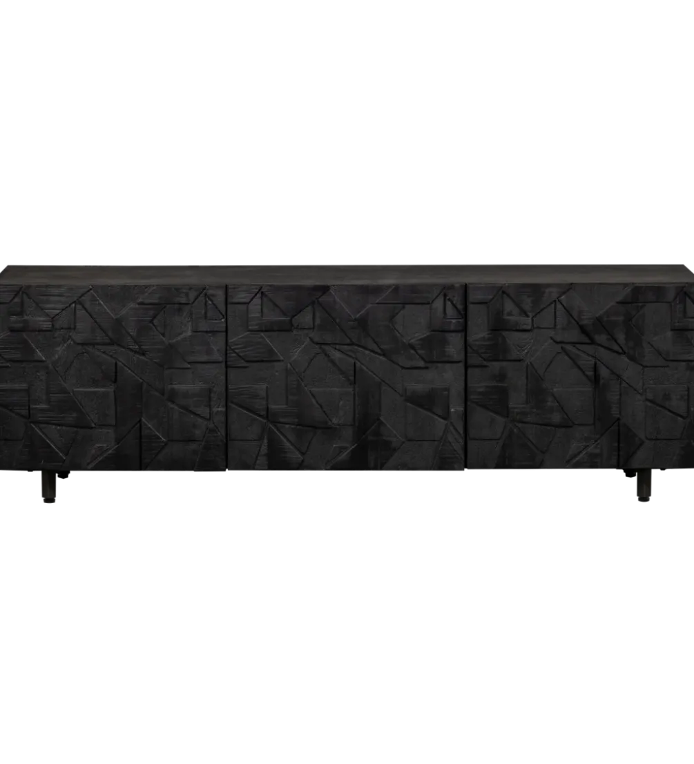 Stolik pod TV COUNTER 160 cm drewno mango czarna