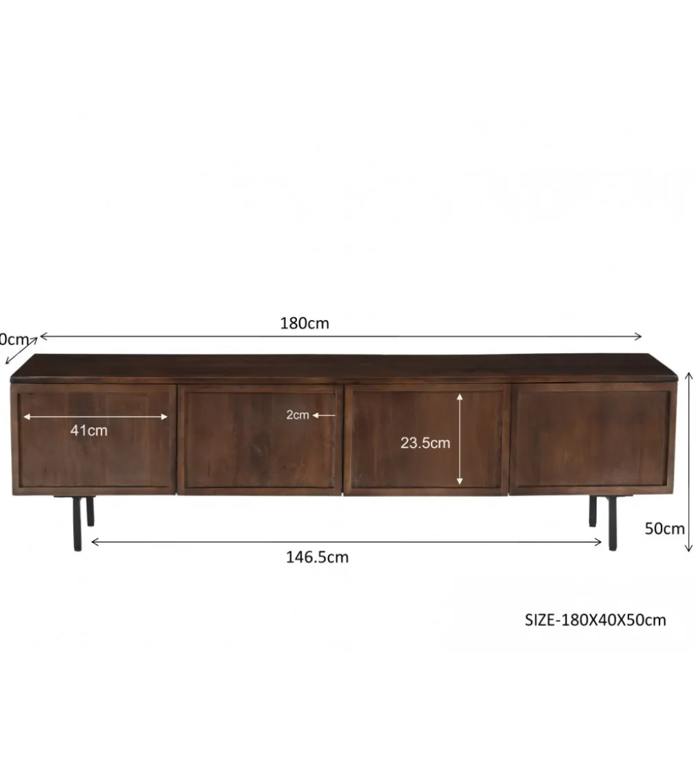 Stolik pod TV ELANI 180 cm drewno mango brąz